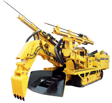 Backhoe loader and double rock drillers for blasing hole drilling and clean in underground coal mine