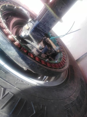 Alternator mounted on the wheels to generate the electricity to charge the battery