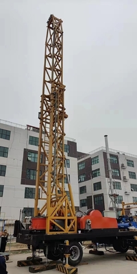 Trailer mounted Double winches SPT-800 800m borewell drilling rig for 800m water well with drilling pressure gauge
