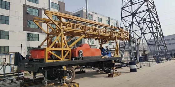 Trailer mounted Double winches SPT-800 800m borewell drilling rig for 800m water well with drilling pressure gauge