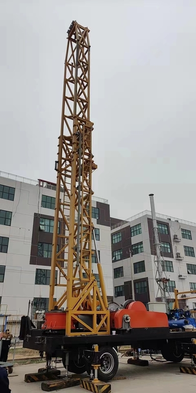 Trailer mounted Double winches SPT-800 800m borewell drilling rig for 800m water well with drilling pressure gauge